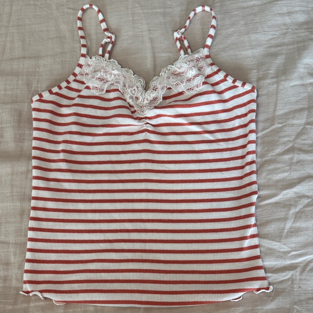 💜3/$12💜 American Eagle Outfitters Striped Lace Cami Top